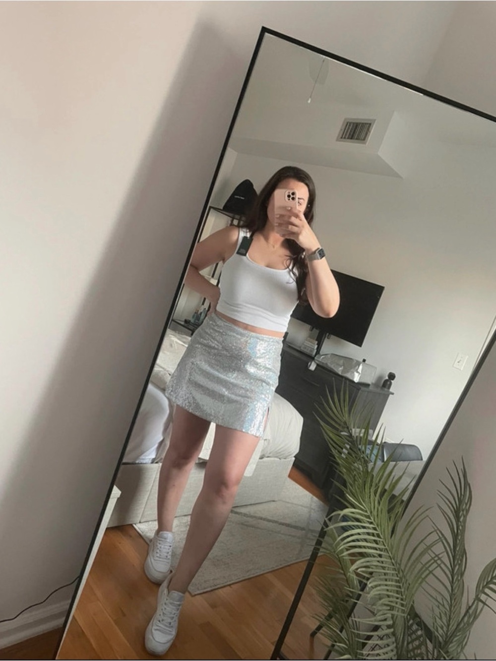 Showpo Silver Sequin Mini Skirt